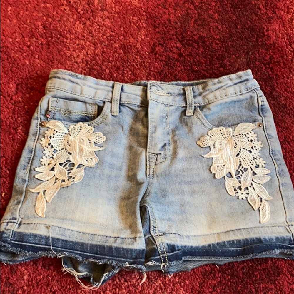 Blue lace shorts
